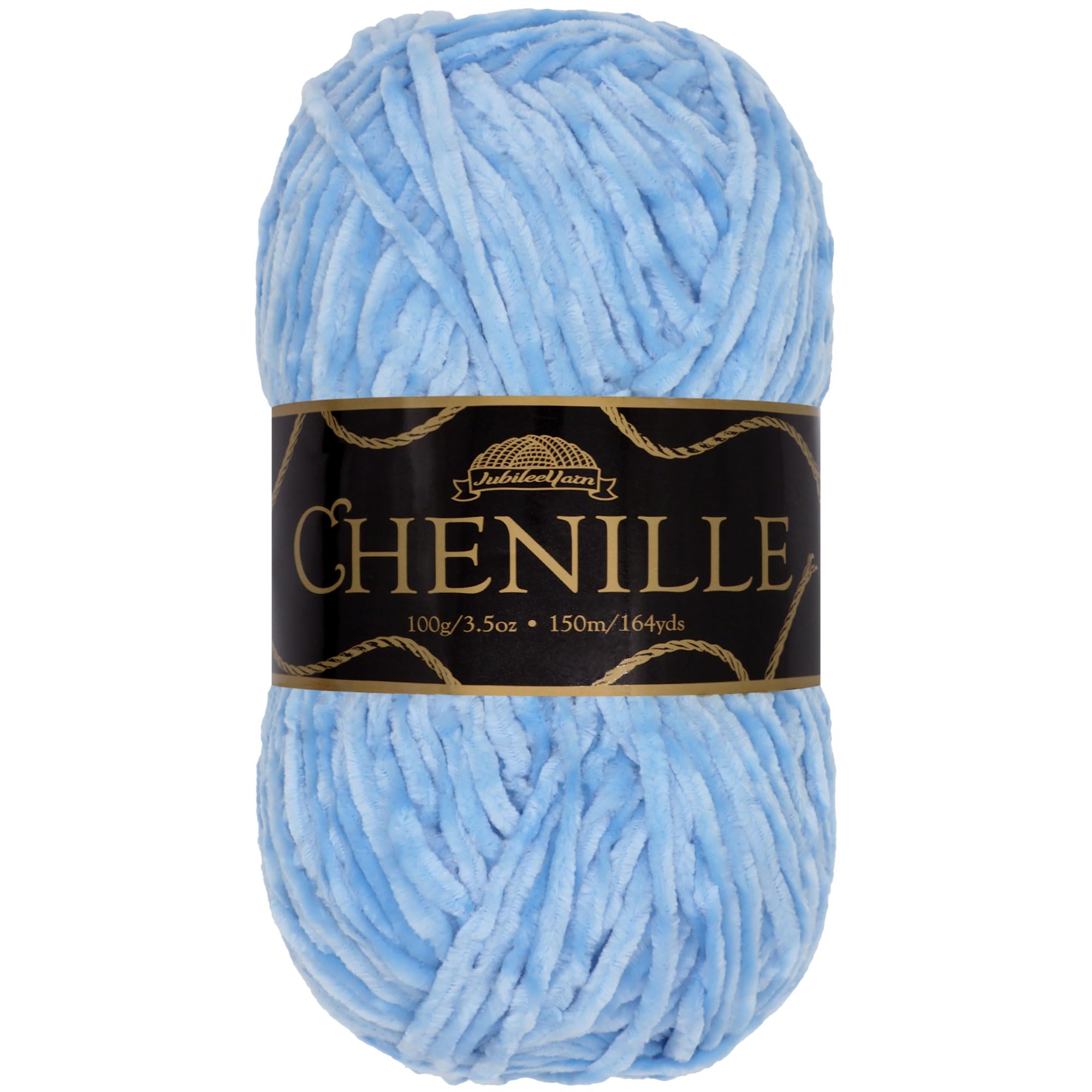 JubileeYarn Chenille Yarn - Worsted Weight - 100g/Skein - Sky Deity - Light Blue Velvet - Crochet and Knitting Yarn - 1 Skein