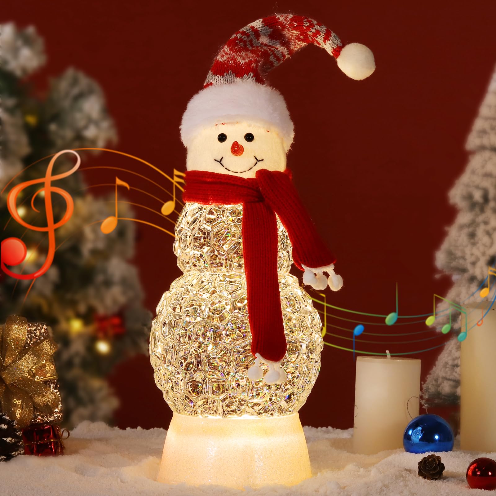 置物 21AW man globe Lewondr Musical Christmas Snow Globe, Lighted Snowman Christmas