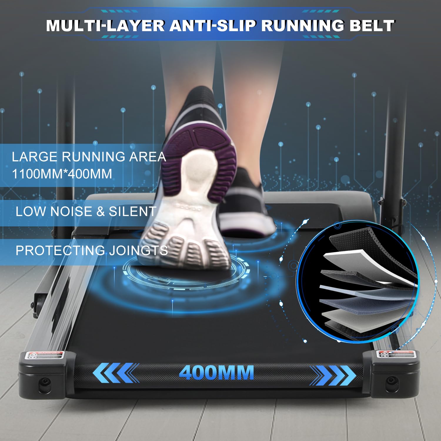 Novonova Tapis Roulant Elettrico, Tapirulan Pieghevole da Casa Motore2.0HP, Velocità Regolabile, DisplayLED, 12 Programmi, Tapis Roulant Elettrico inclinazione, Tapirulan Elettrico, Treadmill