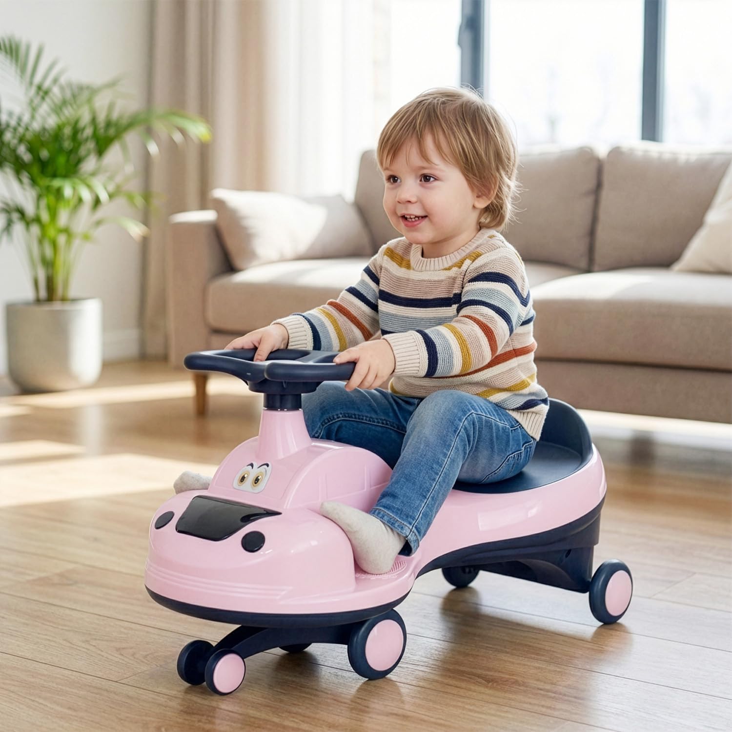 R for Rabbit Iya Iya Zippy Kids Swing Car, Scratch Free PVC Wheels with ABEC7 Bearing, Ride on Magic Toy Car for Kids Suitable for 3+ Years Boys & Girls, Upto 75 Kgs (Pink)-image-39