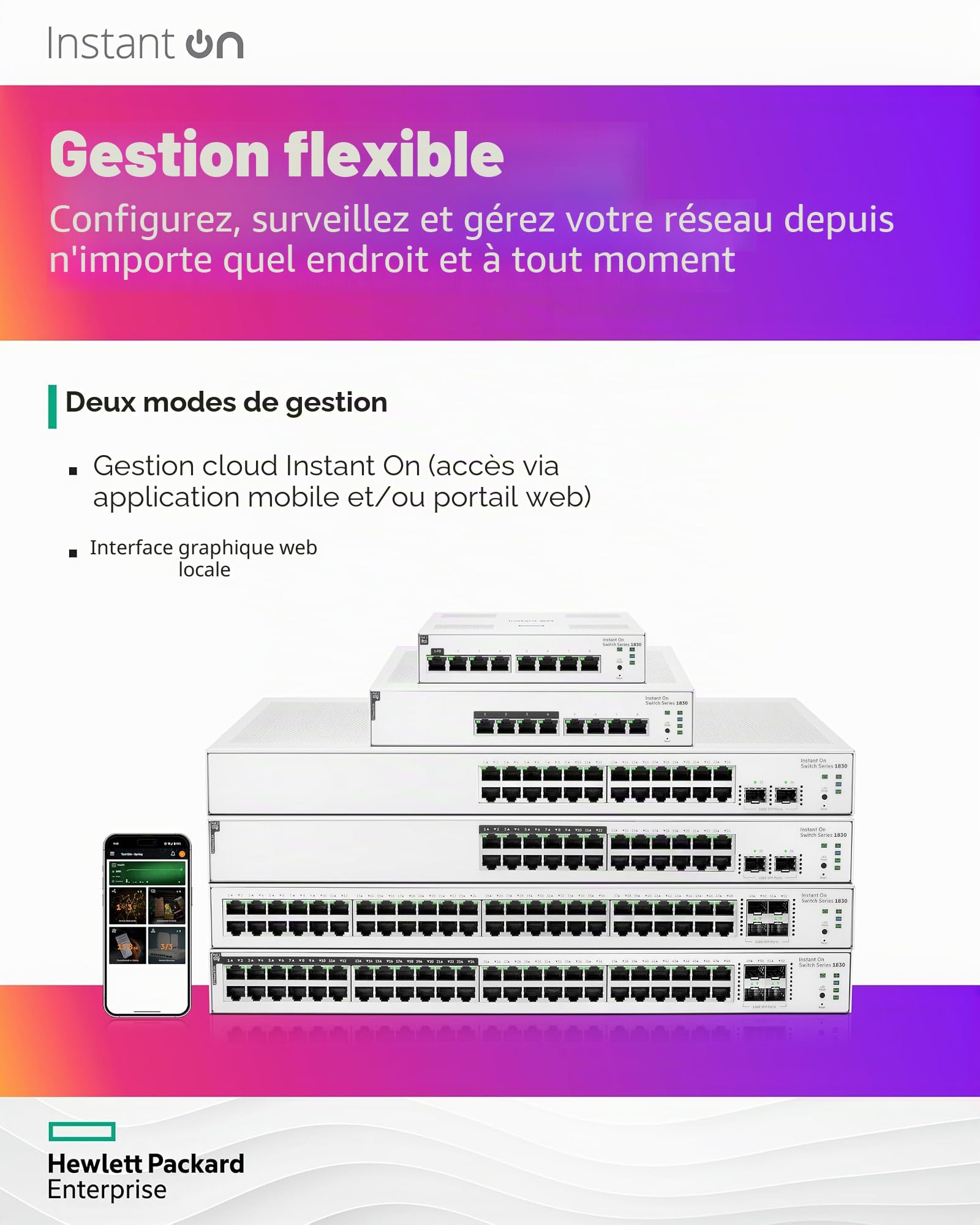 Aruba Instant on 1830 Commutateur Ethernet 24 Ports GB Smart Managed Couche 2 | 24 x 1G | 2 x SFP | sans Ventilateur | Câble UE (JL812A#ABB)