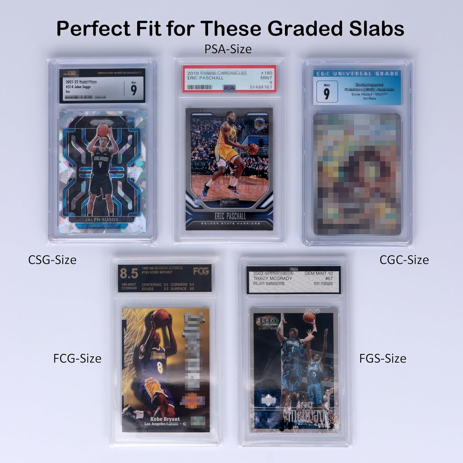 Resealable Graded Card Sleeves for PSA Slabs, Exact Fit Sleeves for CSG, CGC, FGS, FCG and Similar (1000pcs)