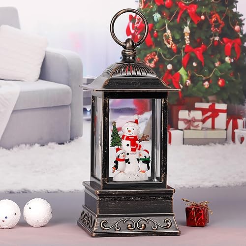 Miniatura 25 de Decoraciones de globos de nieve de Halloween, linterna negra con purpurina de gato con temporizador de 6 horas, decoración iluminada alimentada por