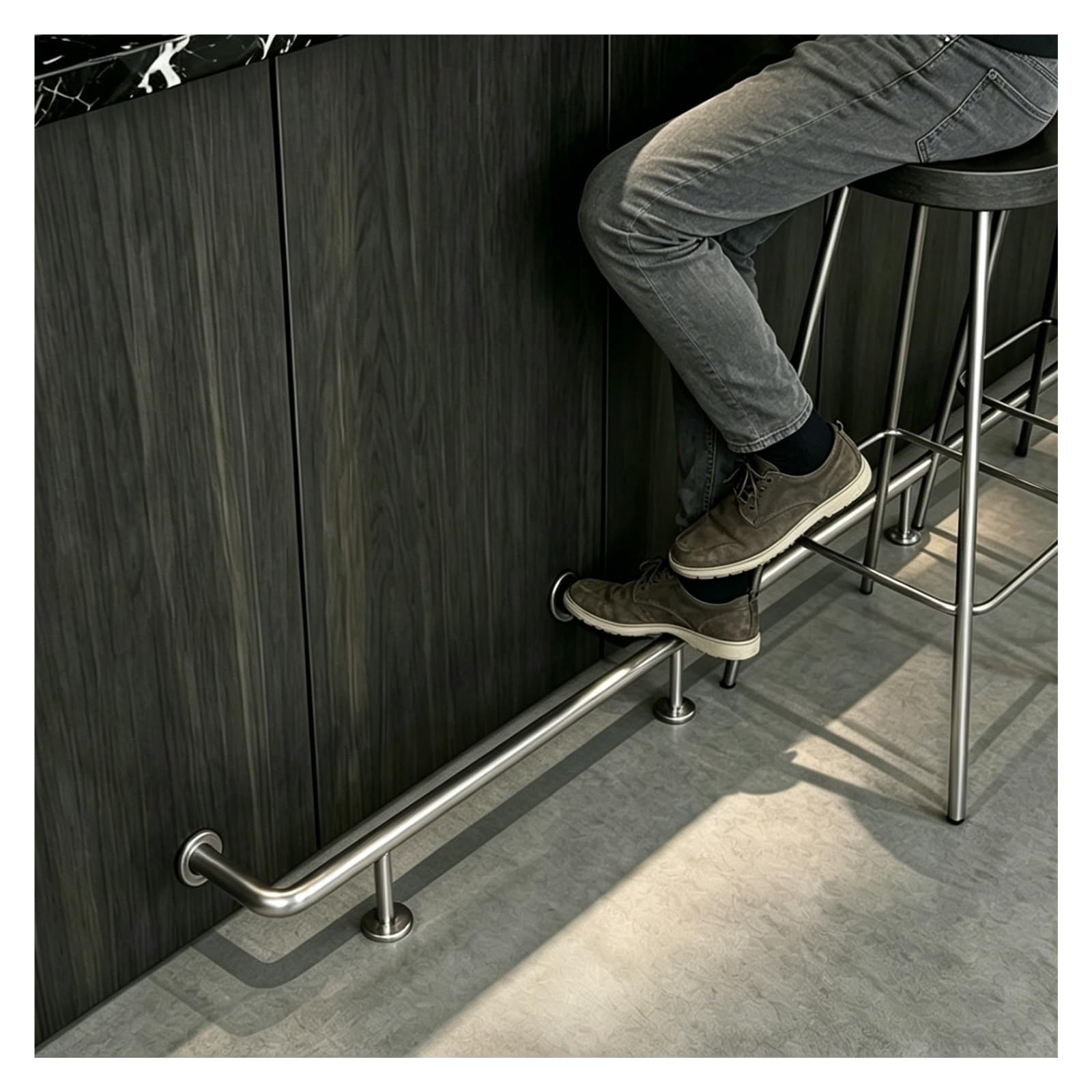 ZJKXJH Bar Foot Rail 2-20 ft length, Stainless Steel Foot Support Bar for Indoor and Outdoor, Floor Mount Foot Rest Rod for Kitchen/Restaurant/Office(Silver,0.70m/2.3ft)