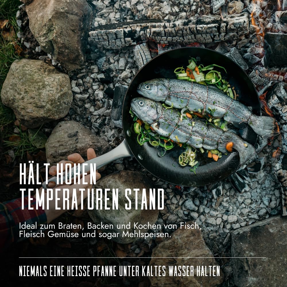 Skottsberg Gusseisen Wok - Ø 34 cm – vorgebrannt & PFAS‑frei, natürlich Antihaft - ideal für Induktion, Gas, Ceran, Grill & Backofen