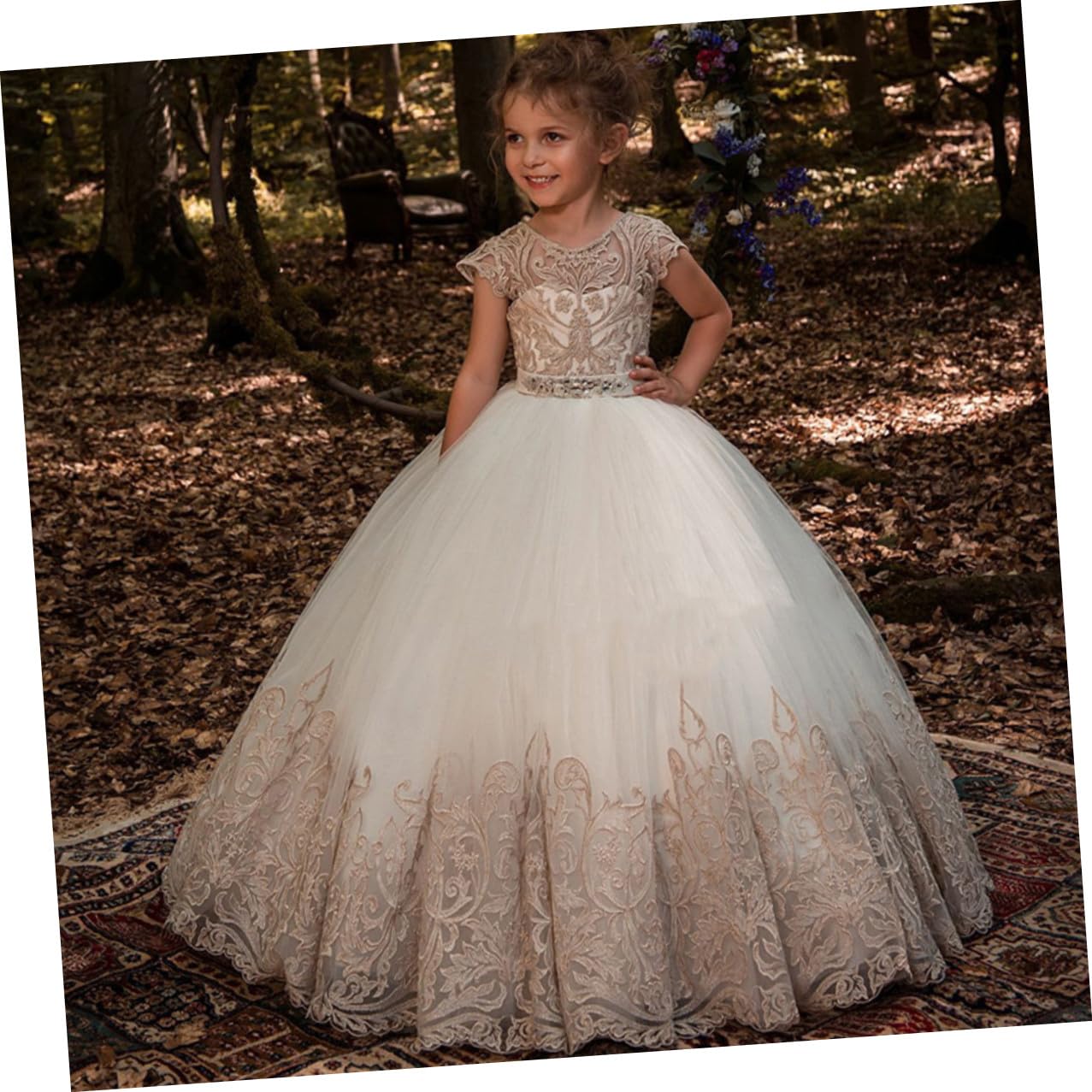 KOMBIUDA Tüllrock aus Polyester Lolita Unterrock Weißer mit Stahlring Verstellbar und Zugeschnitten Mehrlagig für Kinder Geeignet für Hochzeitskleider und Lolita Kostüme