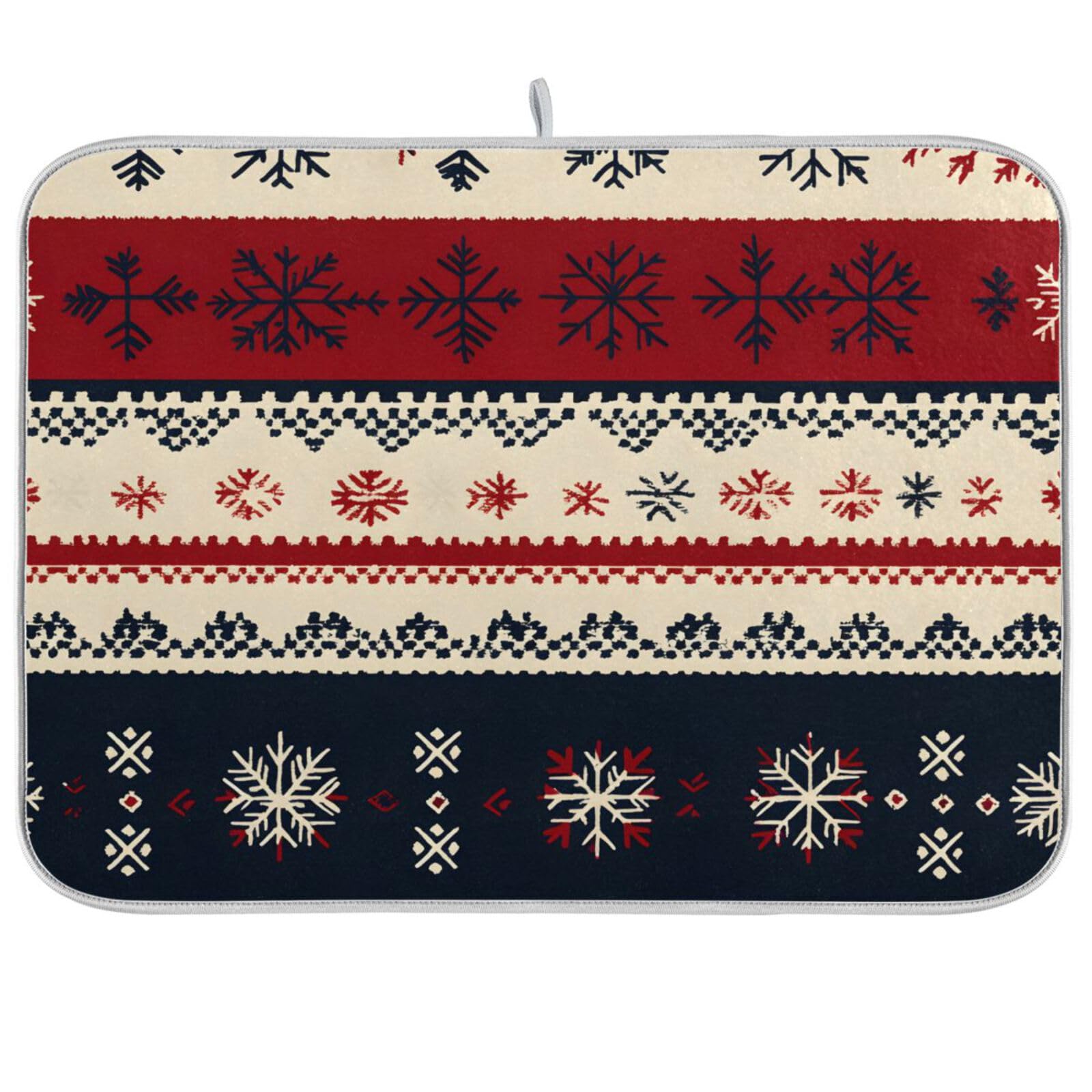 BOENLE Winter Nordic Illustration Dish Drying Mat for Kitchen Counter Absorbent Reversible Mats Kitchen Accessories-16x18in