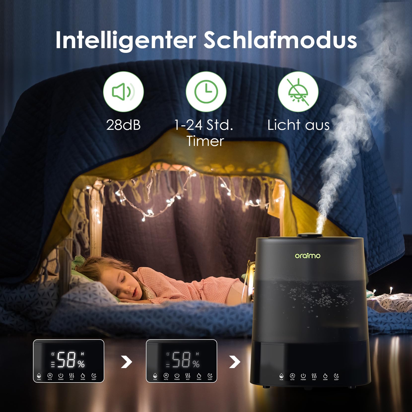 Umidificatore CONOPU 4L A Ultrasuoni - Nebbia Fredda Con Diffusore Oli Essenziali, Bianco - Foto 12