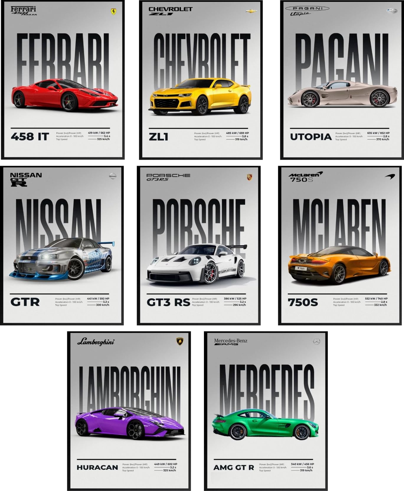 Posternet Supercar Posters Set of 8 | A4 Size Wall Posters for Room Decor | Premium HD Car Prints for Boys Bedroom, Gaming Room, Office | Matte Finish 300 GSM Paper Wall Art Set-image-20