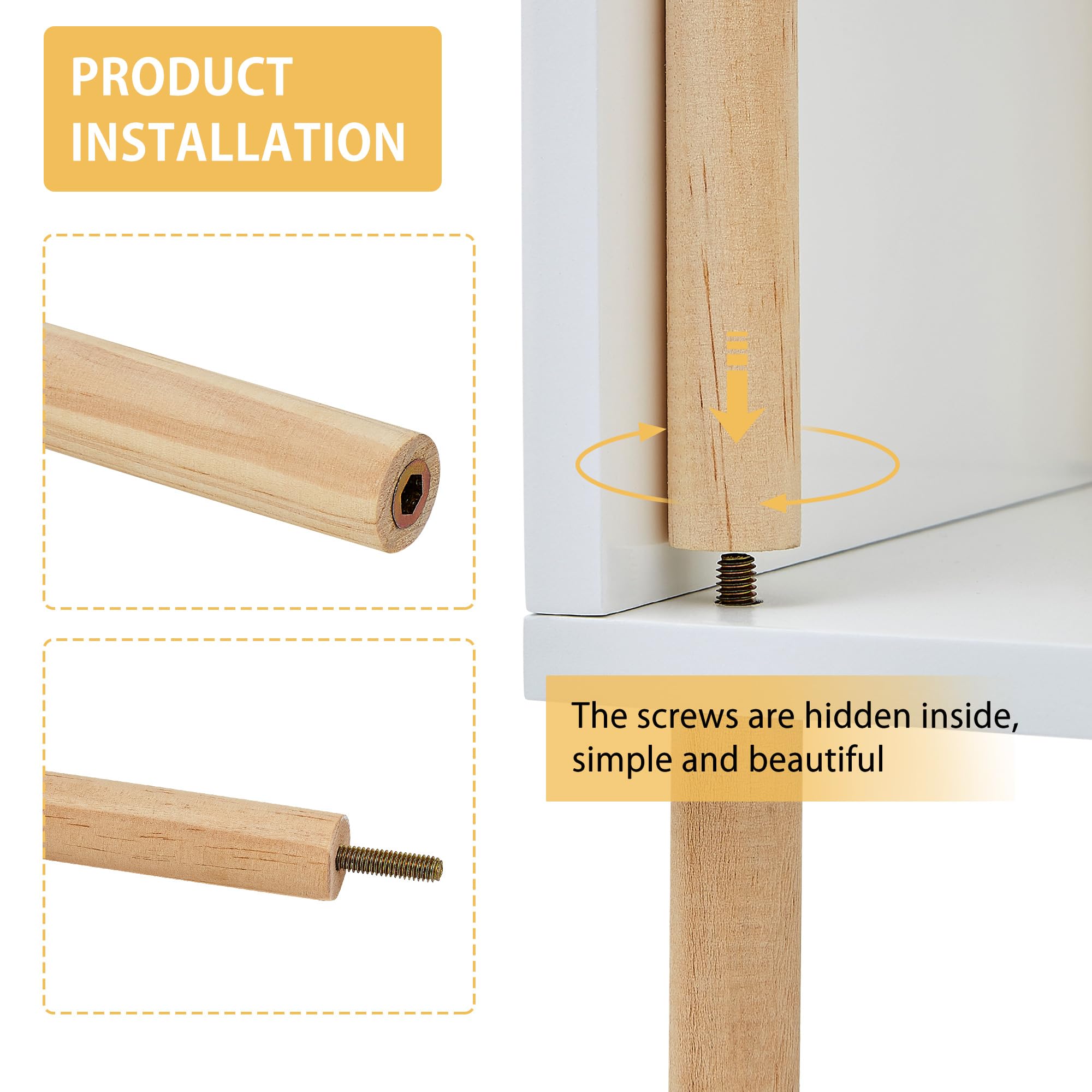 Estantería abierta de madera blanca, moderna estantería independiente con paneles laterales, protección de bordes y marco de madera maciza, estantes de almacenamiento de madera para 6