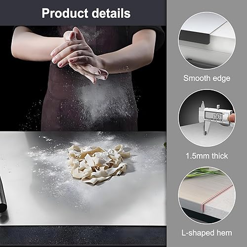 Miniatura 5 de Tabla de cortar de acero inoxidable 304 - Tabla de cortar de cocina de acero inoxidable antideslizante, apta para lavavajillas, ideal para carne,