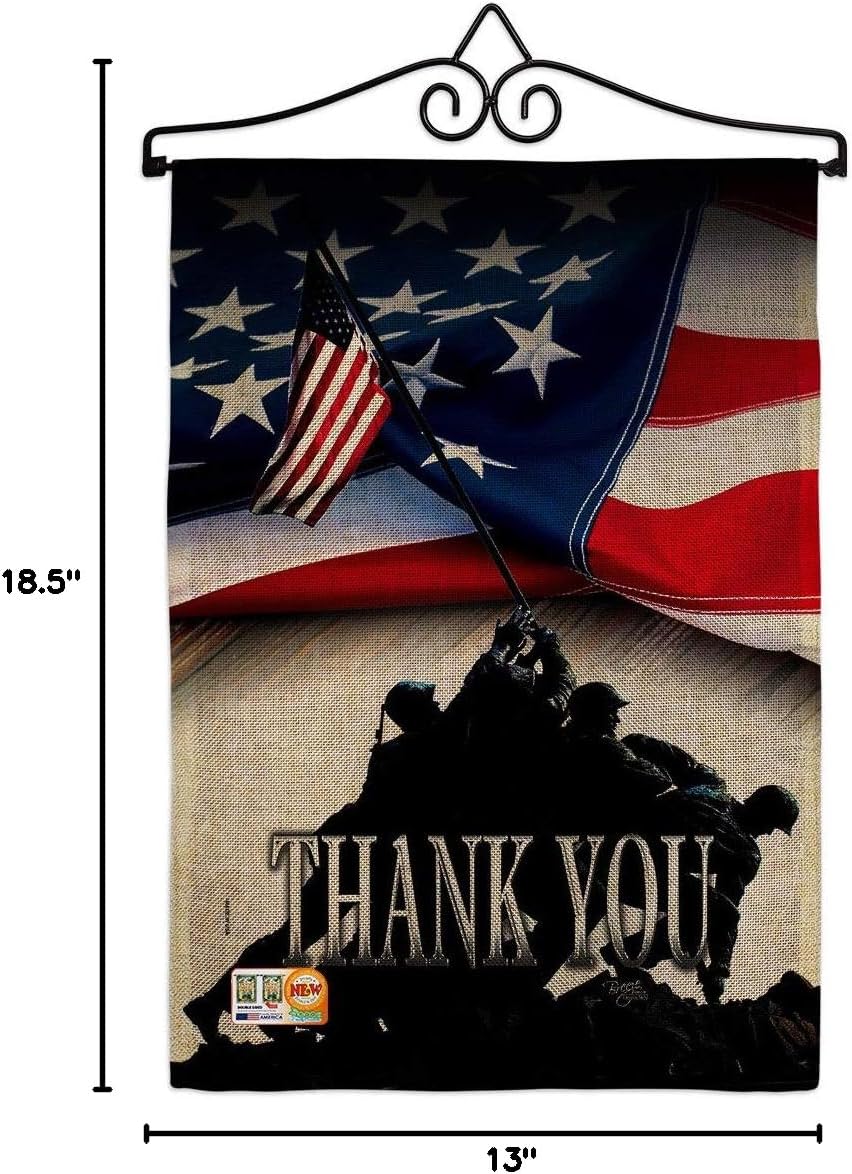 Thank You Garden Flag Set Wall Hanger Armed Forces All Branches Support Honor United State American Military Veteran Small Decorative Gift Yard House Banner Double-Sided Made In USA 13 X 18.5