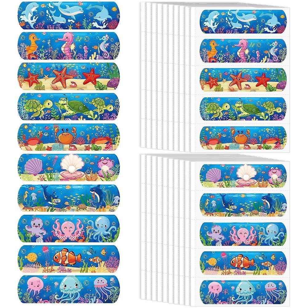 hzzsbu 50 Pcs Cute Flexible Cartoon Adhesive Bandages Waterproof Breathable for Minor Cuts and Scratches