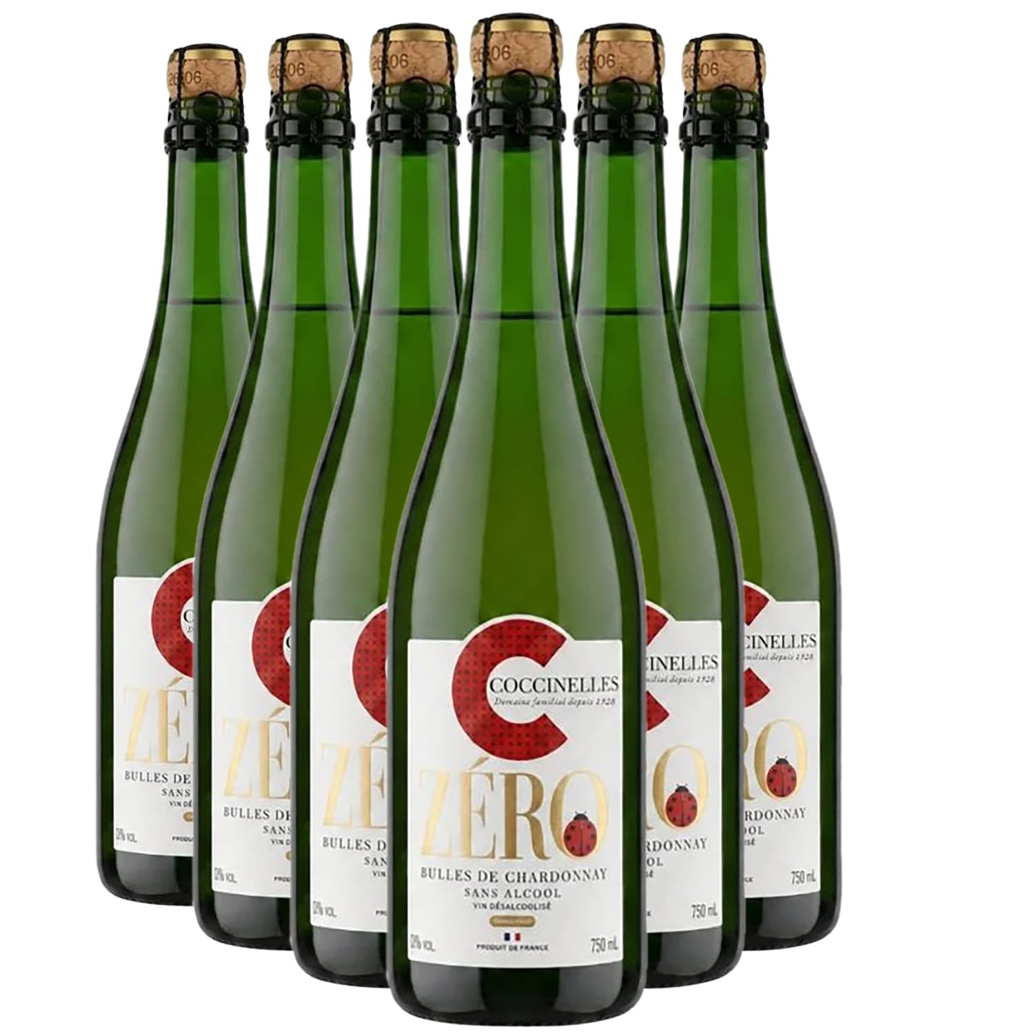 Sans Alcool Zéro Bulles de Chardonnay - Blanc - Coccinelles - Vin Blanc du Languedoc - Roussillon (6x75cl) Sans Alcool