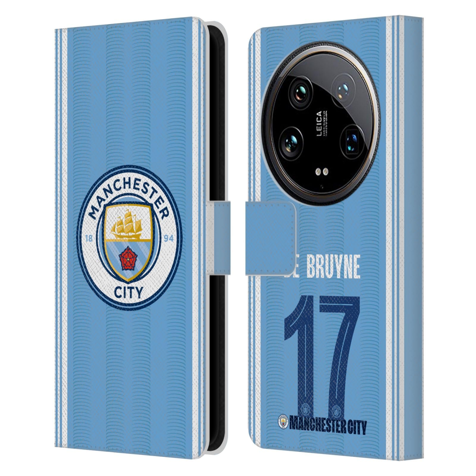 Head Case Designs Officially Licensed Manchester City Man City FC Kevin De Bruyne 2023/24 Players Home Kit Leather Book Wallet Case Cover Compatible with Xiaomi 14 Ultra