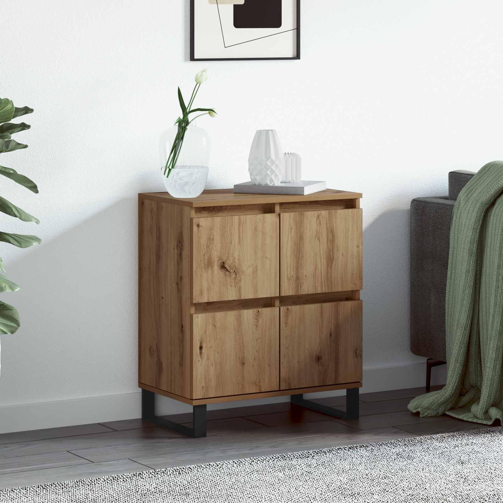 vidaXL Bufet Dąb rzemieślniczy 60 x 35 x 70 cm, Przestronny schowek, elegancka prostokątna witryna, nowoczesne meble, funkcjonalna szafka do organizacji w domu