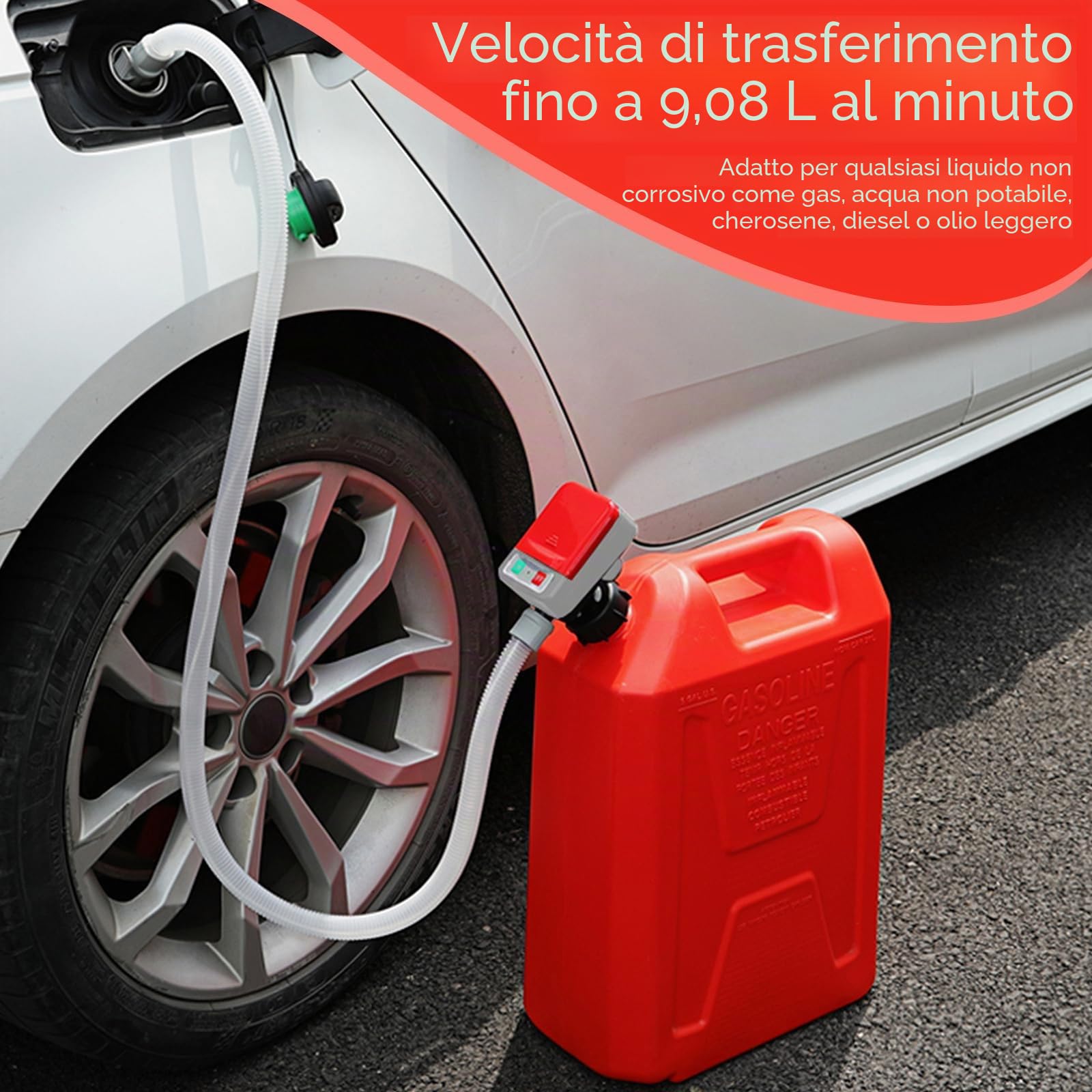 Pompa a benzina elettrica per tanica USB Ricaricabile, Auto Stop – Pompa del carburante Pompa di aspirazione dell'olio per benzina, diesel e olio, pompa di trasferimento del carburante portatile con