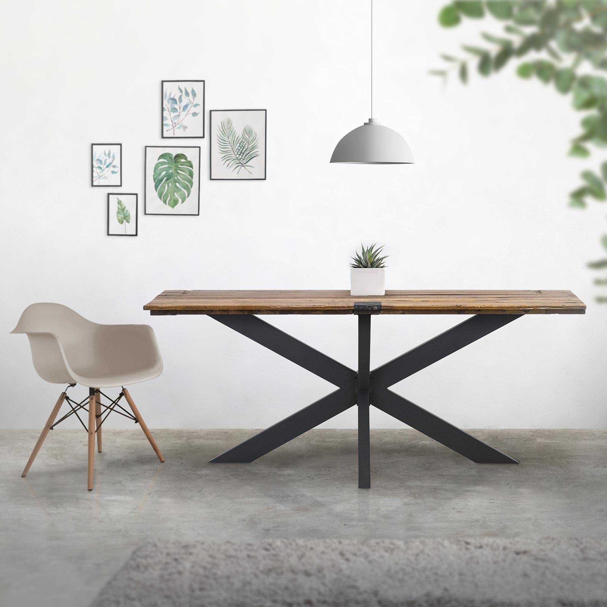 ML-Design Pata de Mesa Industrial Cruzadas 78x71x120cm Negro Diseño Araña Forma X Patines Metálicos para la Base de Encimera Acero con Recubrimiento Polvo Pies Soporte Auxiliar Decorativo de Hogar