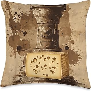 Vintage Coffee Grinder Art with Swiss Cheese Throw Pillow