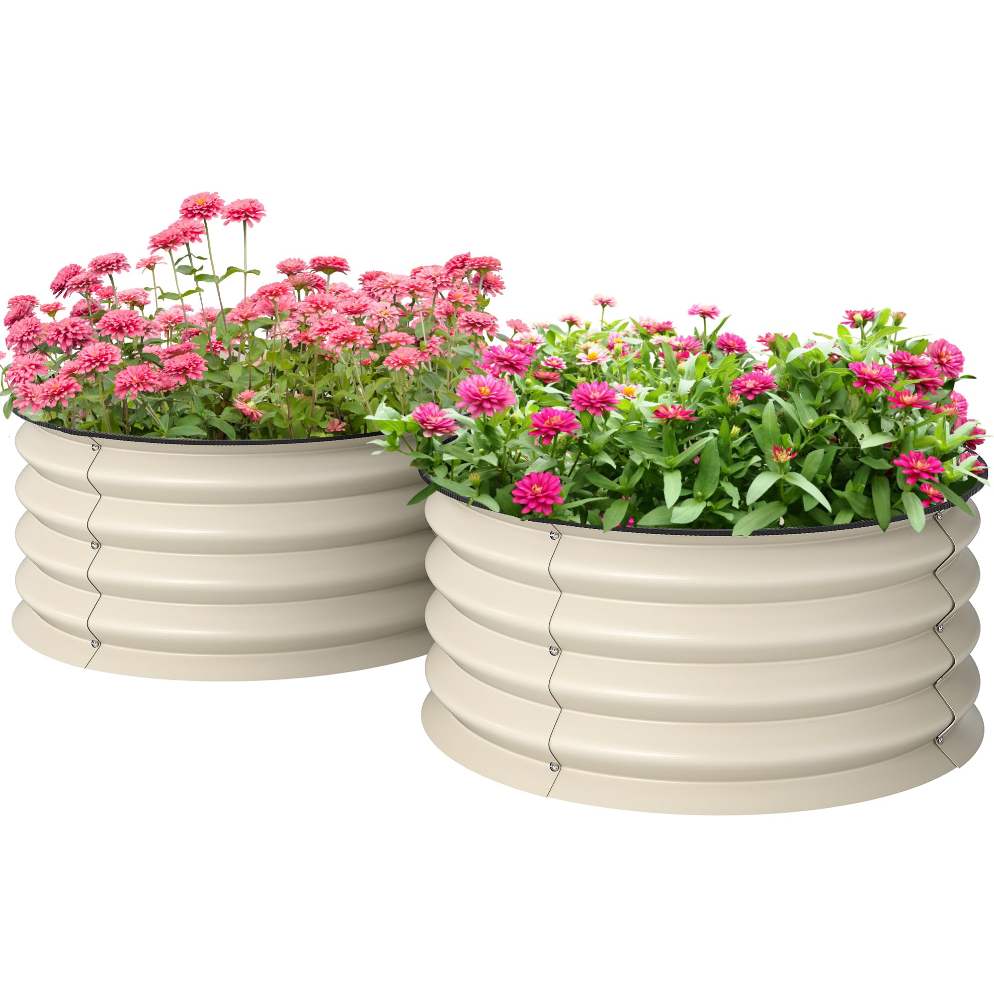 Outsunny Set Of 2 Raised Garden Bed With Safety Edging, Cream White