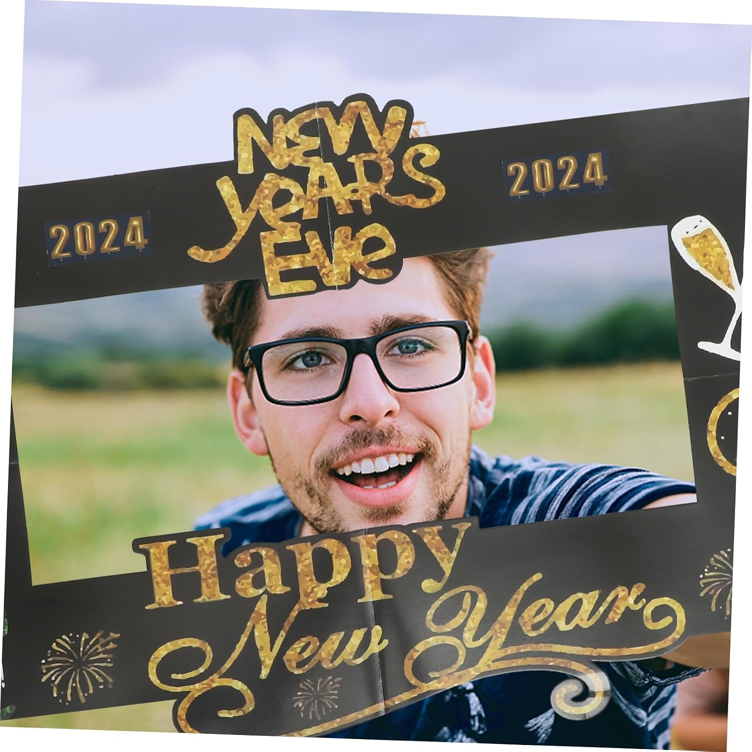 Year Photo Booth Frame Festive Photo Prop Decor Lightweight Accessory for Year Eve Party Supplies Bright Colors for Fun Celebrations