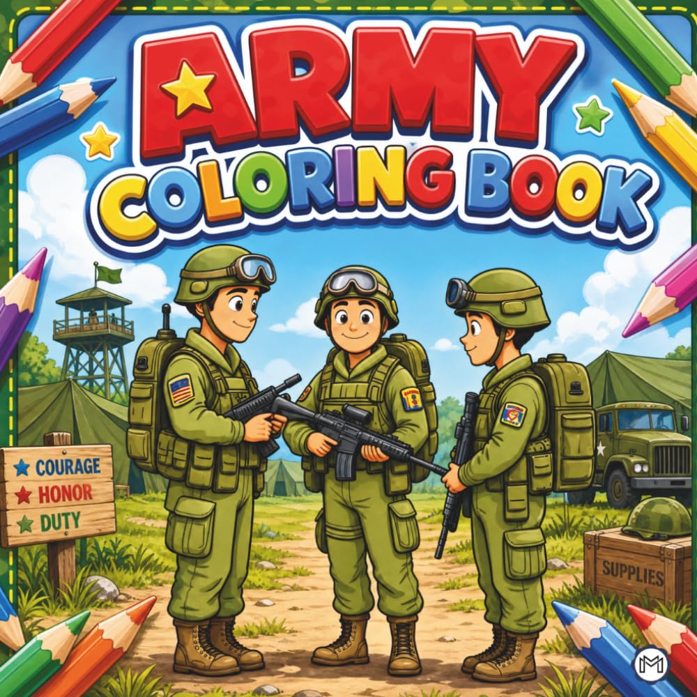 Military Army Soldier Coloring Book for Adults Kids Boys Girls Teens: Cool Military Warrior War Veteran Gift Present Army Land Forces Themed Coloring ... Pages for Soldiers Cadets Veterans Students