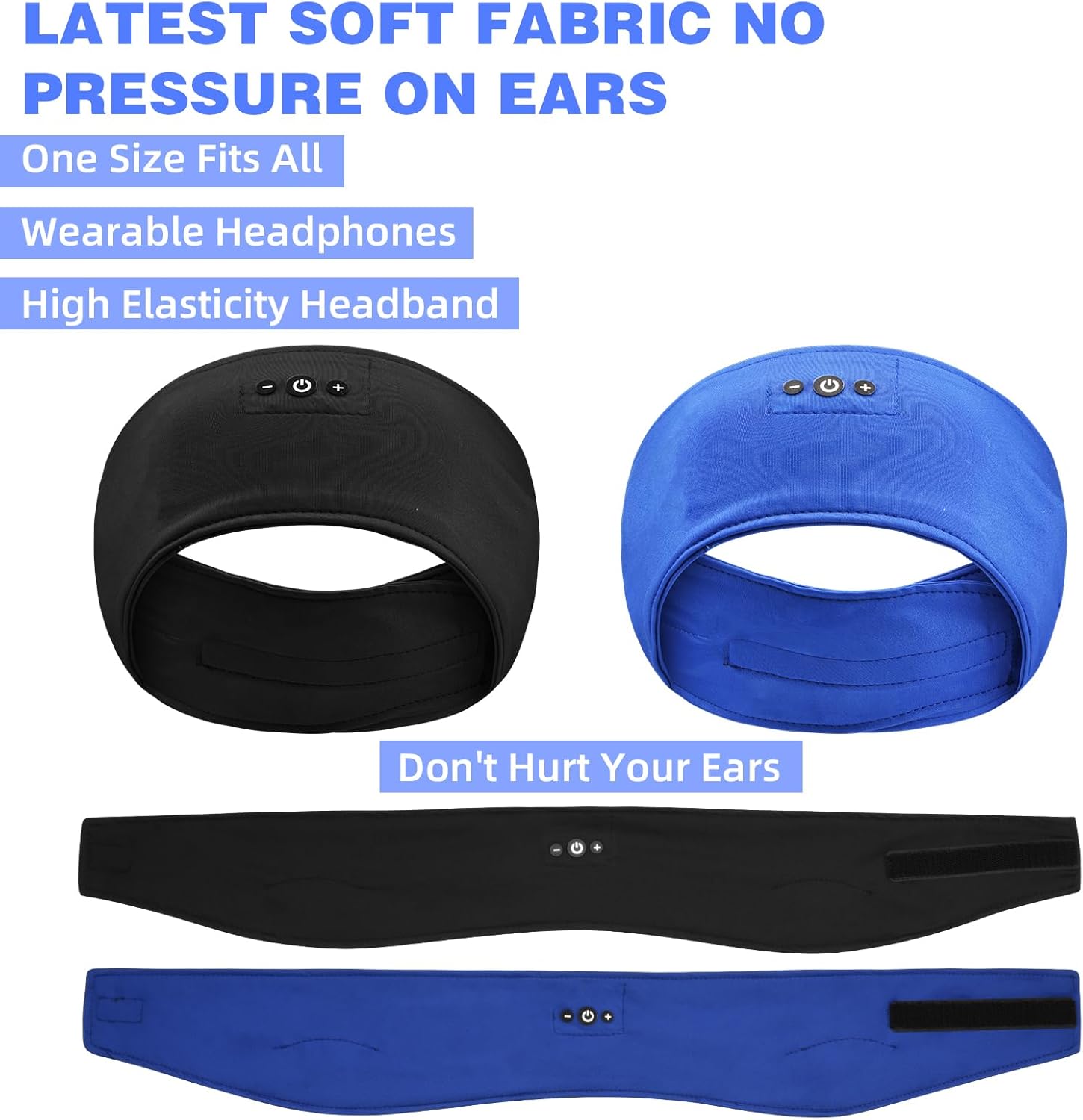 2-Pack Sleep Headphones Headband with Adjustable Hook and Loop, Bluetooth Headband Headphones for Sleeping Workout Running Yoga Gift