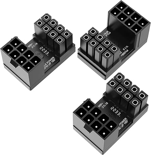 Jeymei Paquete de 3 adaptadores PCIe de 8 pines de 180 grados, giro en U, ángulo de 180 grados, conector de 8 pines, GPU, adaptador de 180 grados, Jeymei Paquete de 3 adaptadores PCIe de 8 pines de 180 grados, giro en U, ángulo de 180 grados, conector de 8 pines, GPU, adaptador de 180 grados,