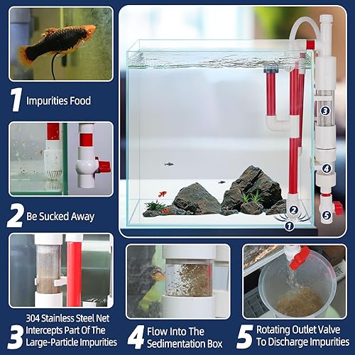Miniatura 3 de hygger Filtro de desbordamiento para acuario con separador de recolección de residuos, accesorio de filtro colgante externo, sistema de filtración