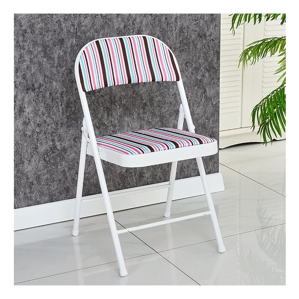 Lhl Cat Cartoon Paddad Seats, Upholstered Folding Chair, Home Indoor Event Chair, Portable Ergonomic Backrest, No Arms，330lb，15.7" padded seats (Color : White, Size : 31.5in)