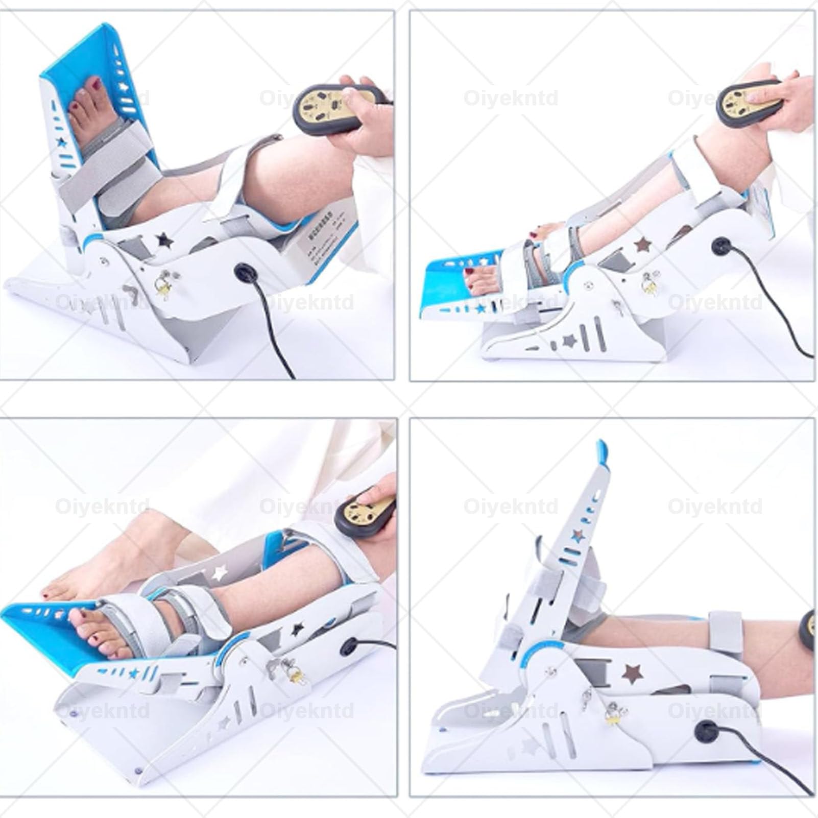 Entrenador eléctrico de tobillo, equipo de rehabilitación para pie caído, con control remoto, entrenamiento bidireccional de dorsiflexión y flexión-extensión, ángulo ajustable de 9 velocidades