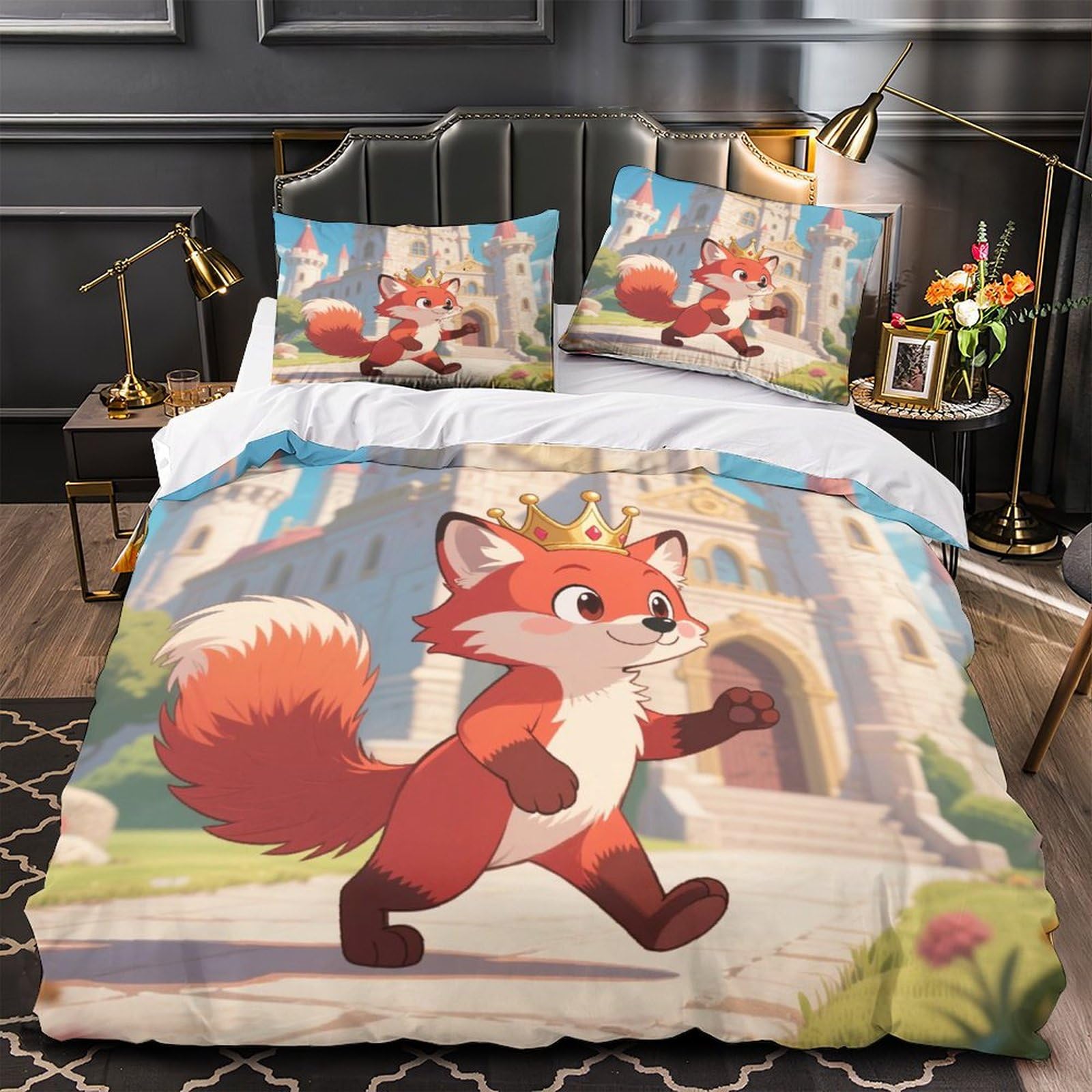 Housses de couettes 3 pièces 3D animaux double 200x200cm microfibre douce