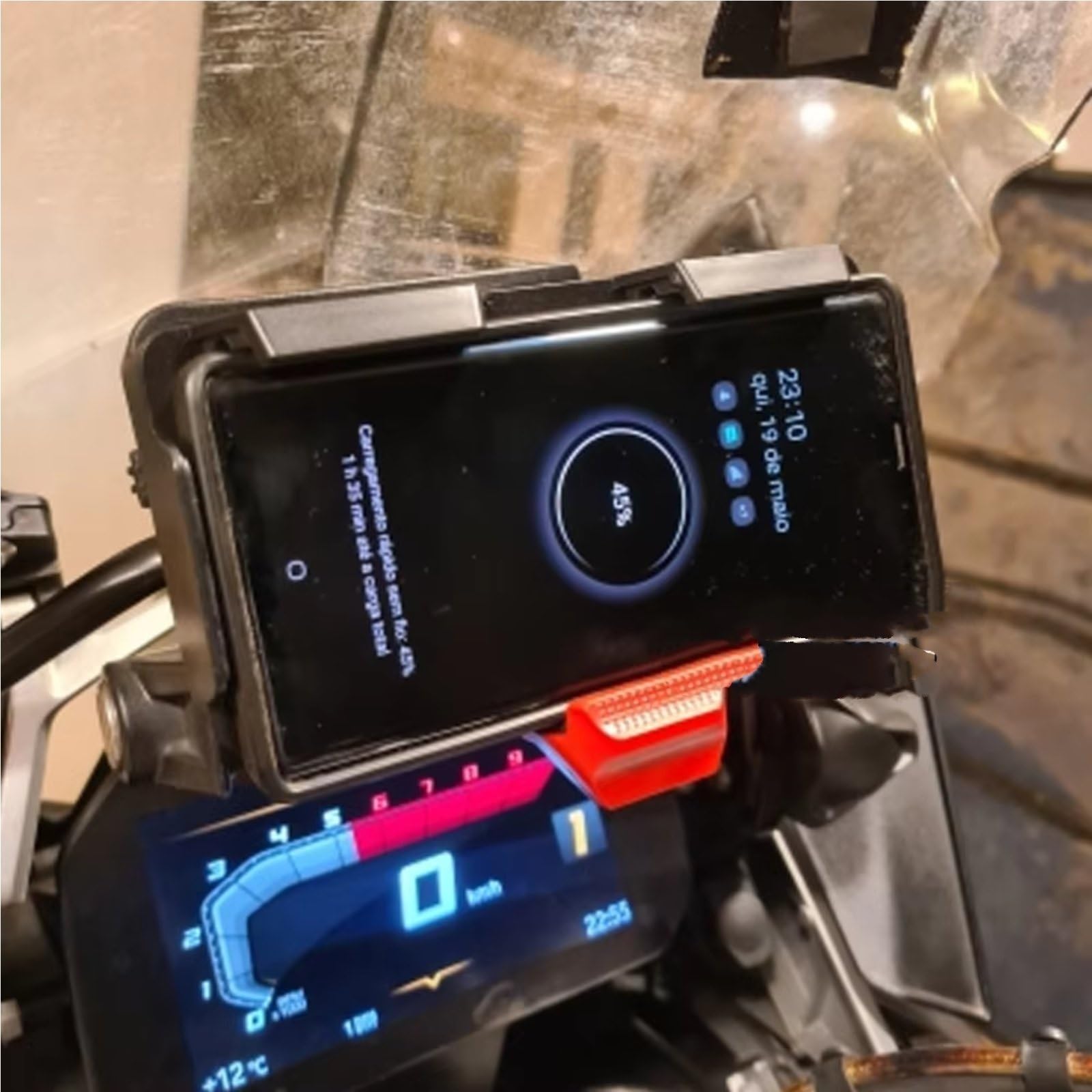 Support Téléphone Moto pour BMW R1200GS R1250GS pour ADV S1000XR F750GS F850GS F900R Support Navigation Téléphone Portable Support De Navigation GPS(Black -12MM)