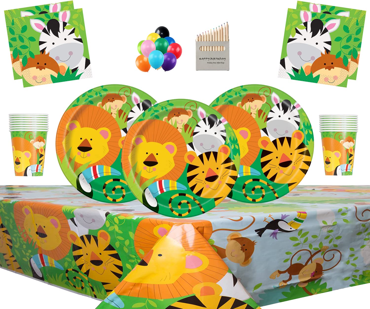 Buy Offer Shop Jungle Animal Birthday Party Supplies 16 Plates 16 Cups