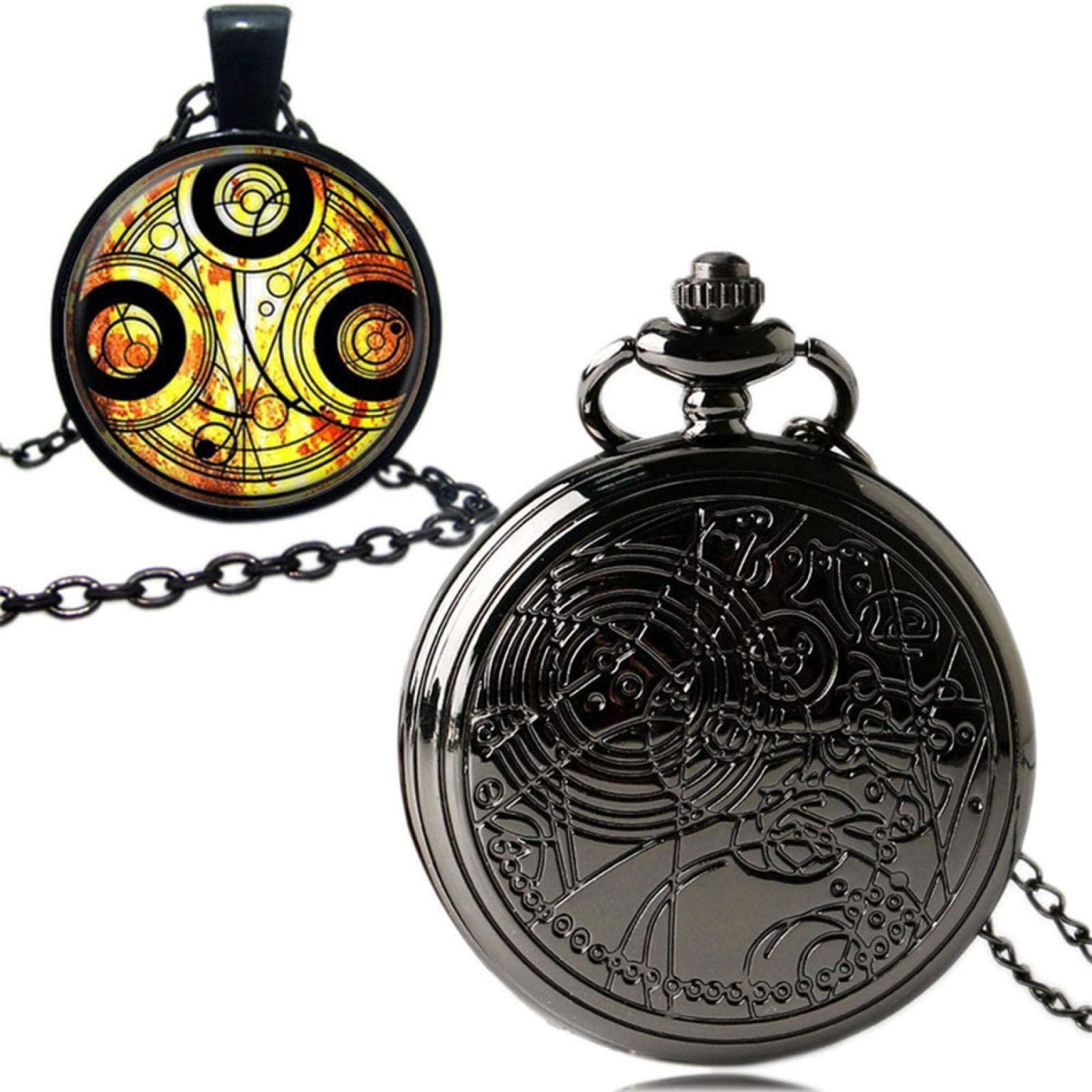 Reloj de Bolsillo Reloj de Bolsillo, Conjuntos de Reloj de Bolsillo for Reloj Colgante de Bolsillo de Cuarzo Negro Antiguo con Cadena de Bolsillo (Color : Set1088)