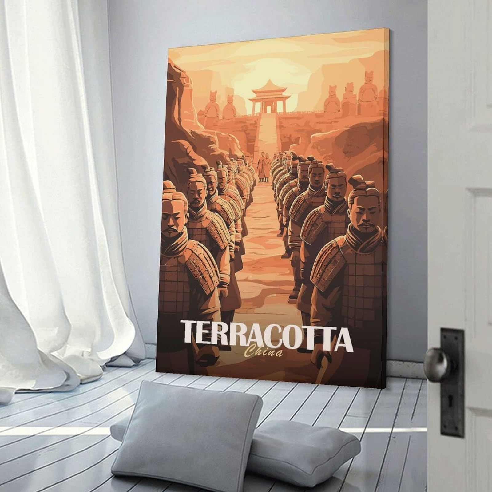 Junmoney Terracotta Army Decorative Wall Artwork, 20x30inch(50x75cm), for Home Lounge, Bedroom Or Reading Nook, Eye Catching Artwork for Blank Walls