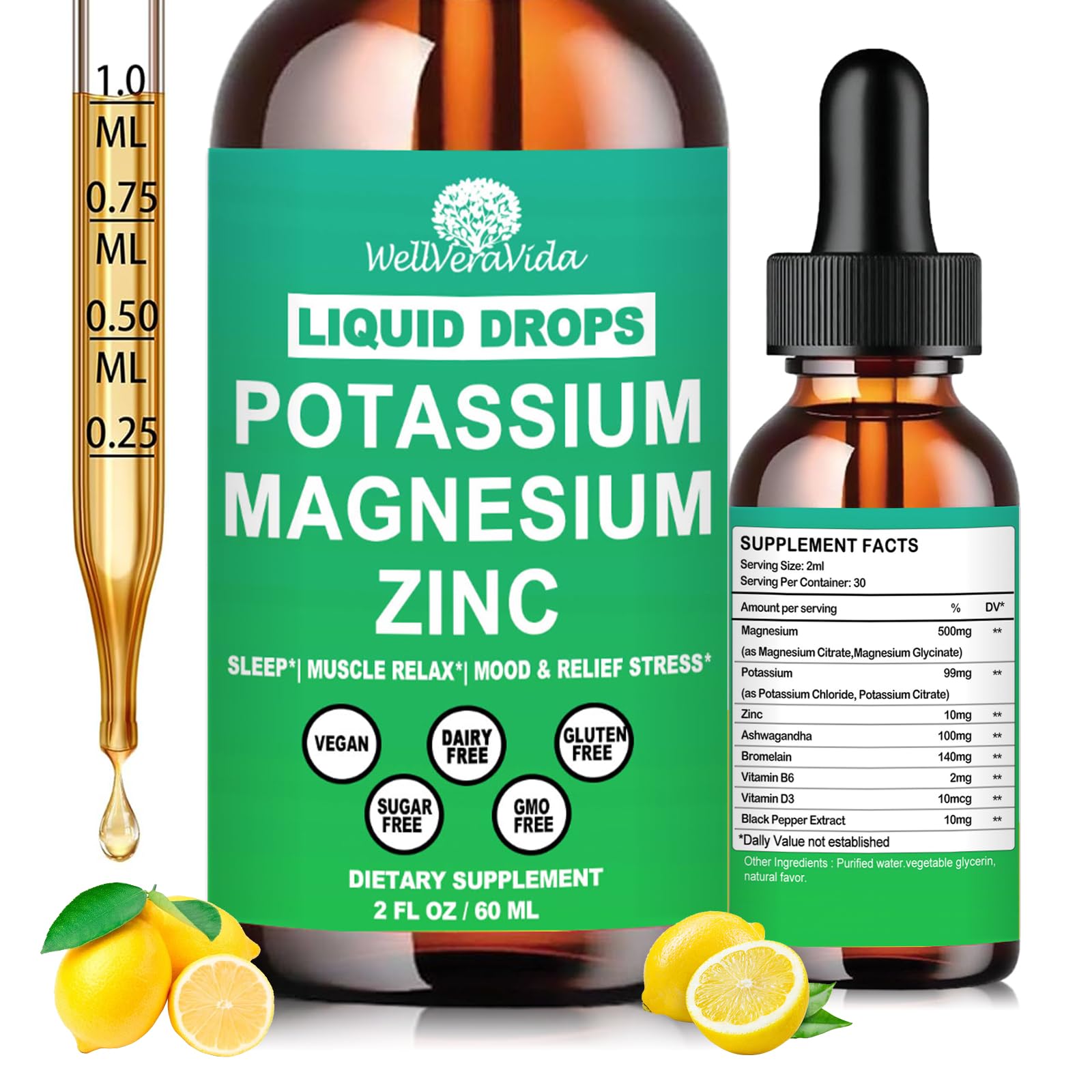 Potassium Magnesium Supplement, Magnesium Complex & Potassium Citrate Drops