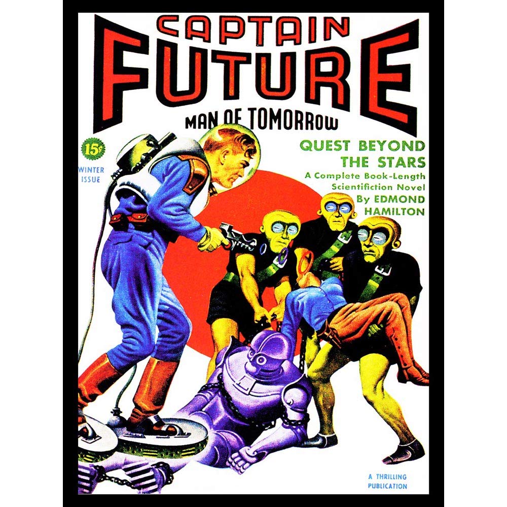 Wee Blue Coo Sci Fi Magazine Captain Future Aliens Robot Art Print Poster Wall Decor 12X16 Inch