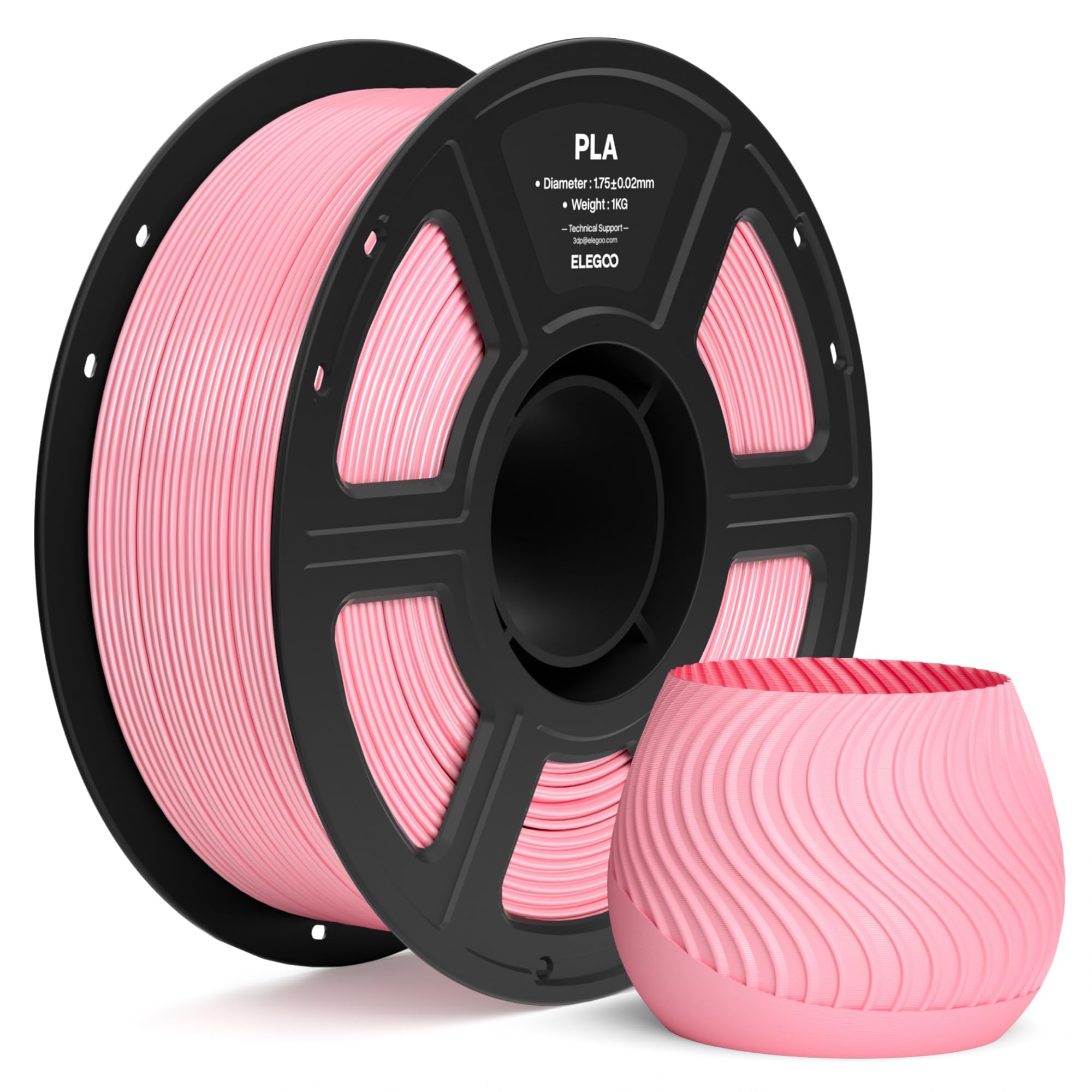 ELEGOO Filamento PLA 1,75mm Rosa 1KG, Filamento per Stampante 3D, Precisione Dimensionale ±0,02mm, Bobina da 1kg (2,2lbs), Compatibile con la Maggior Parte delle Stampanti 3D