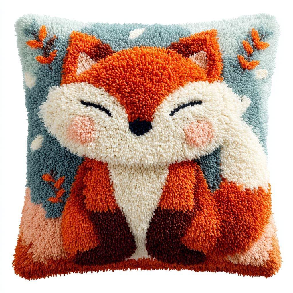 Taxpy Latch Hook Pillow Kits, Animal Pre-Printed Latch Hook Rug Kits Cross-Stitch Embroidery Cushion Sofa Cushion Making Kits 43x43cm