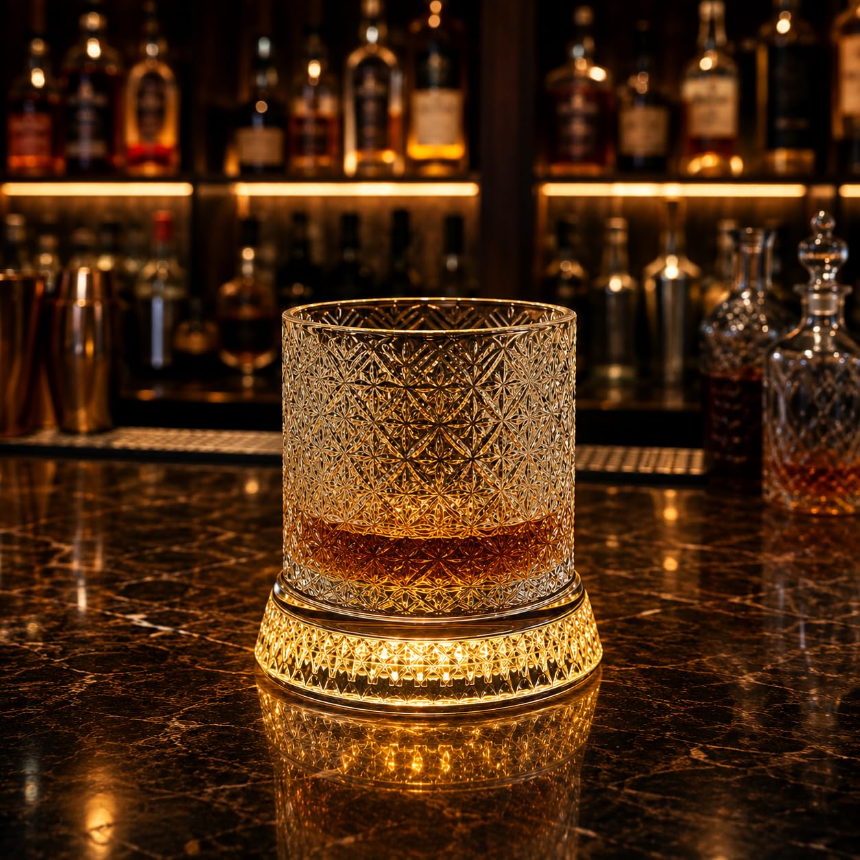 LED Revolving Whiskey Glasses - Rotating Crystal Tumblers -8