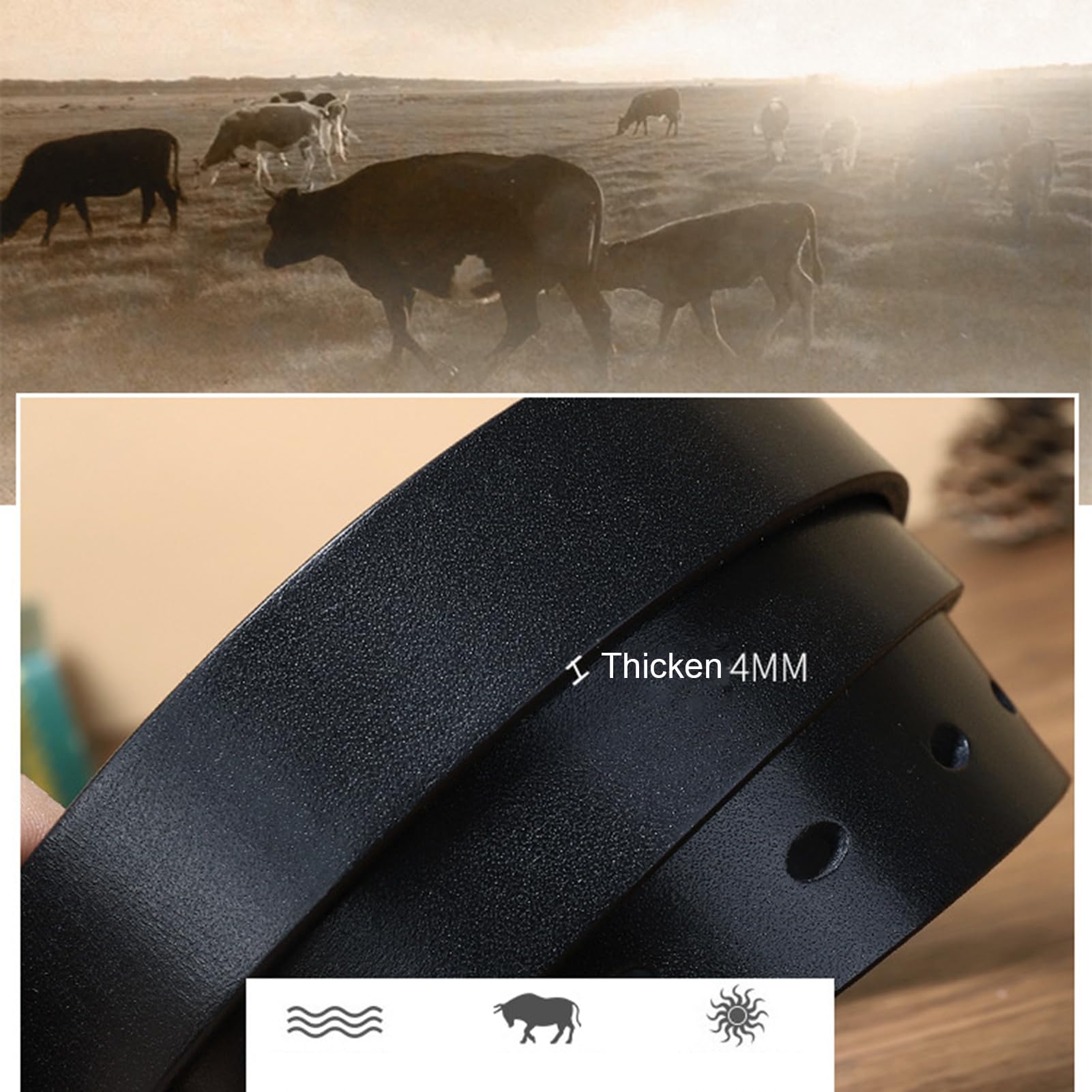 Cinturón Fino De Piel Vacuno For Mujer, 2,8 Cm Ancho, Con Hebilla Dorada Moda For Vaqueros Y Vestidos, 4 Mm Grosor
