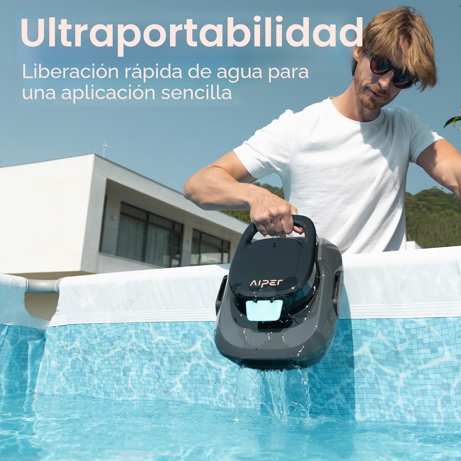 AIPER Robot de Piscina, Aspirador de Piscina inalámbrico a batería, Tiempo de Limpieza 90 Minutos, Limpieza automática con función de autoaparcamiento