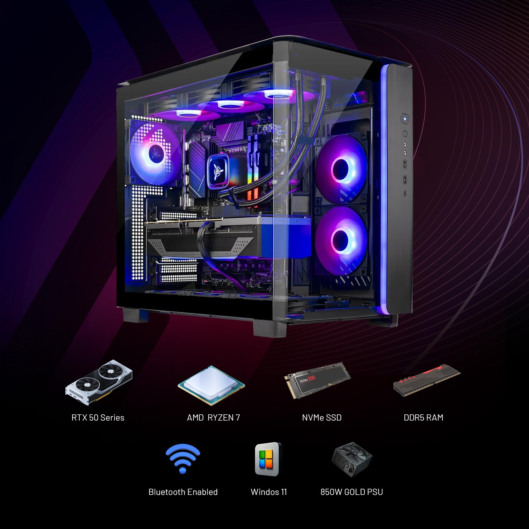 Amazon.com: Skytech Gaming King 95 Gaming PC, AMD Ryzen 7 9800X3D
