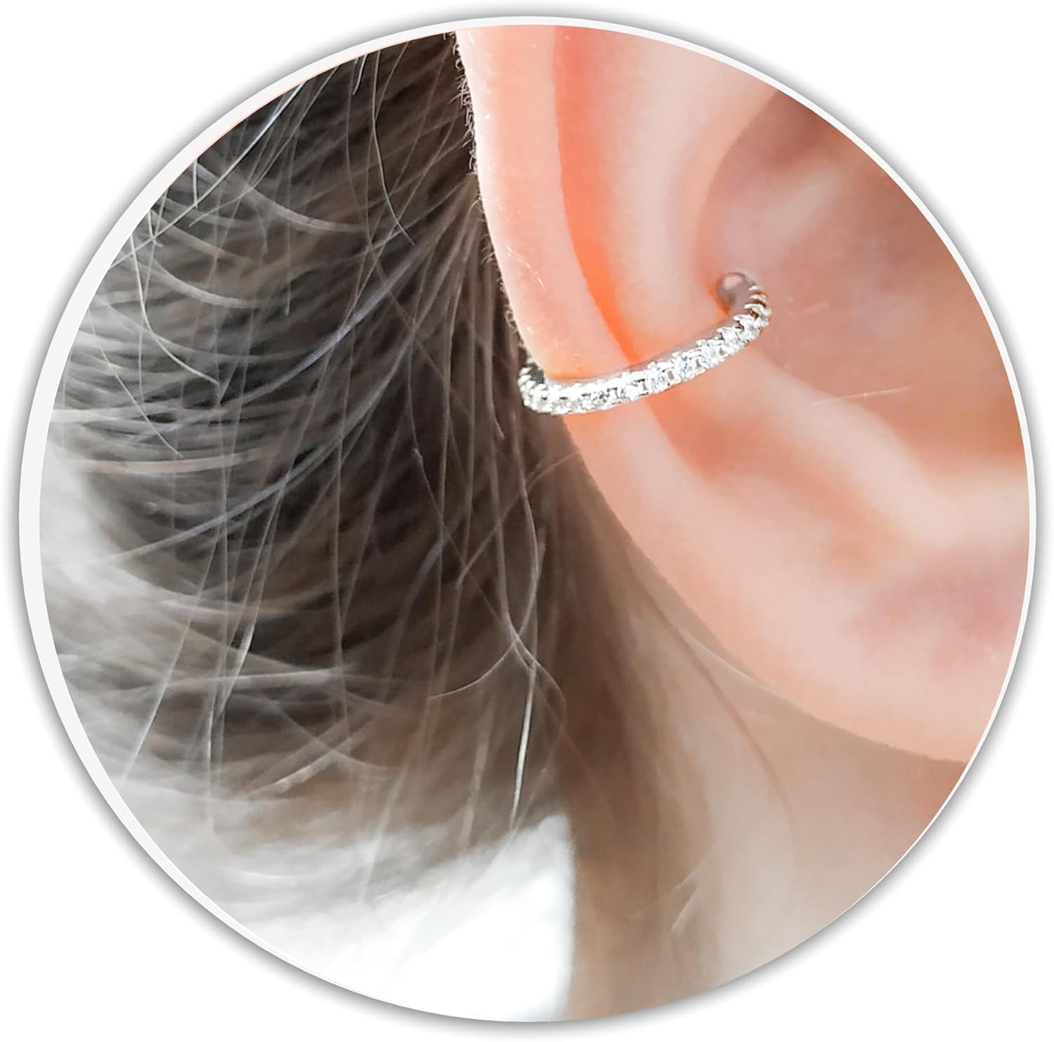 Sterling Silver Ear Cuff Earring Conch Non Pierced Clip On Clear Crystal Adjustable CZ No Piercing Wrap