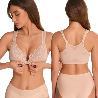 HACI Womens Front Closure Bras Posture Unlined Underwire Full Coverage for Plus Size Everyday