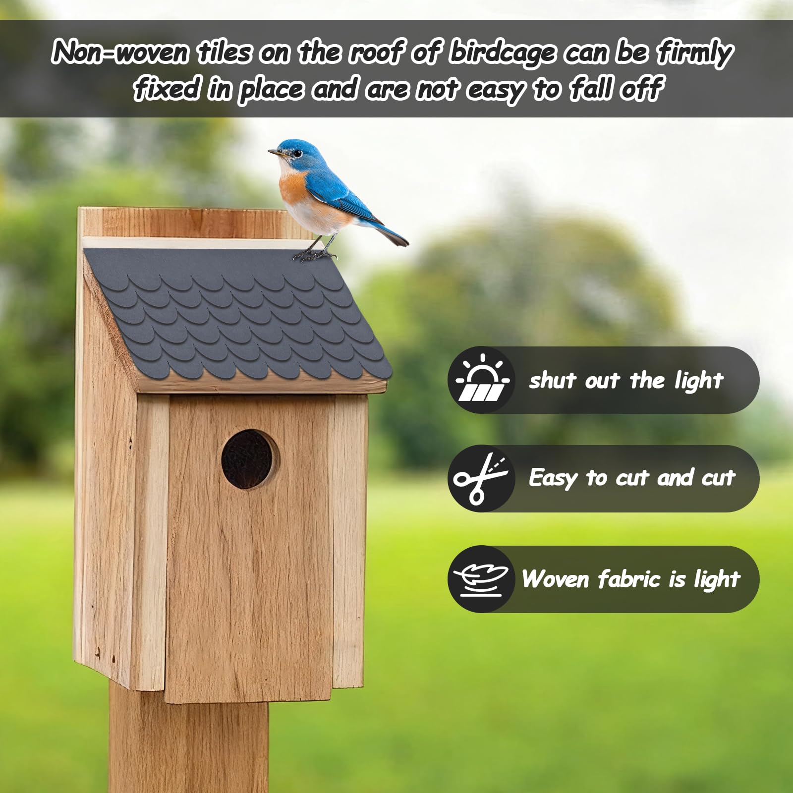 53 stuks dakvilt, voor vogelhuis, waterdichte dakshingles, zelfklevende