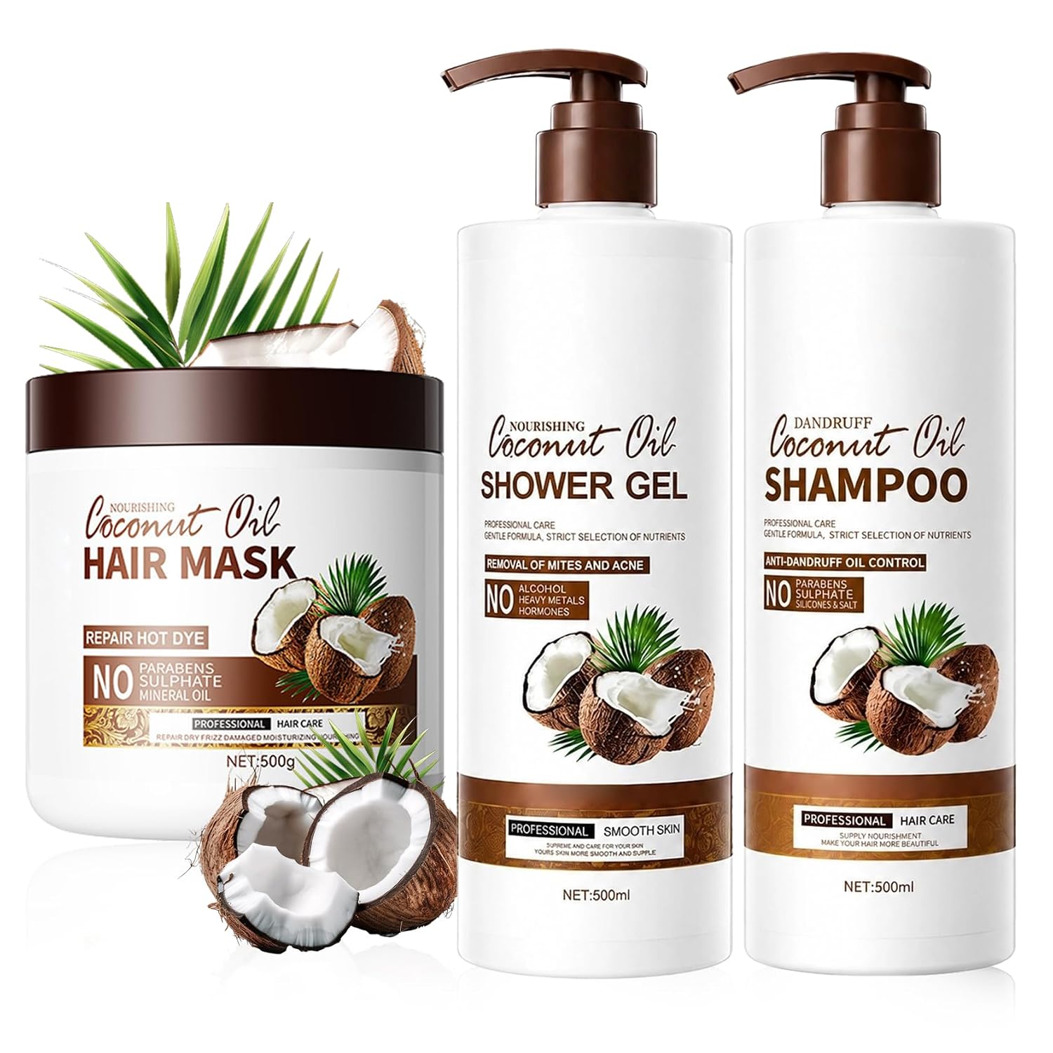 3PCS Bodywash,Shampoo and Hair Mask Set,Shampoo and Conditioner | Moisturizing Shower Essentials,Body Wash,Cleansing Shampoo and Deep Conditioning Hair Mask,for Men and Women,500ml Each