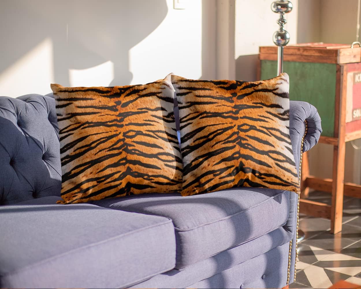 WIBUE Tiger Throw Blanket 60"x50" with 2 Pcs Pillow Covers 18"x18", Decor Fleece Blanket for Women Men, Fuzzy Soft Cozy Warm Plush Gifts Blankets for Bed Sofa Couch Chair Living Room Bedroom