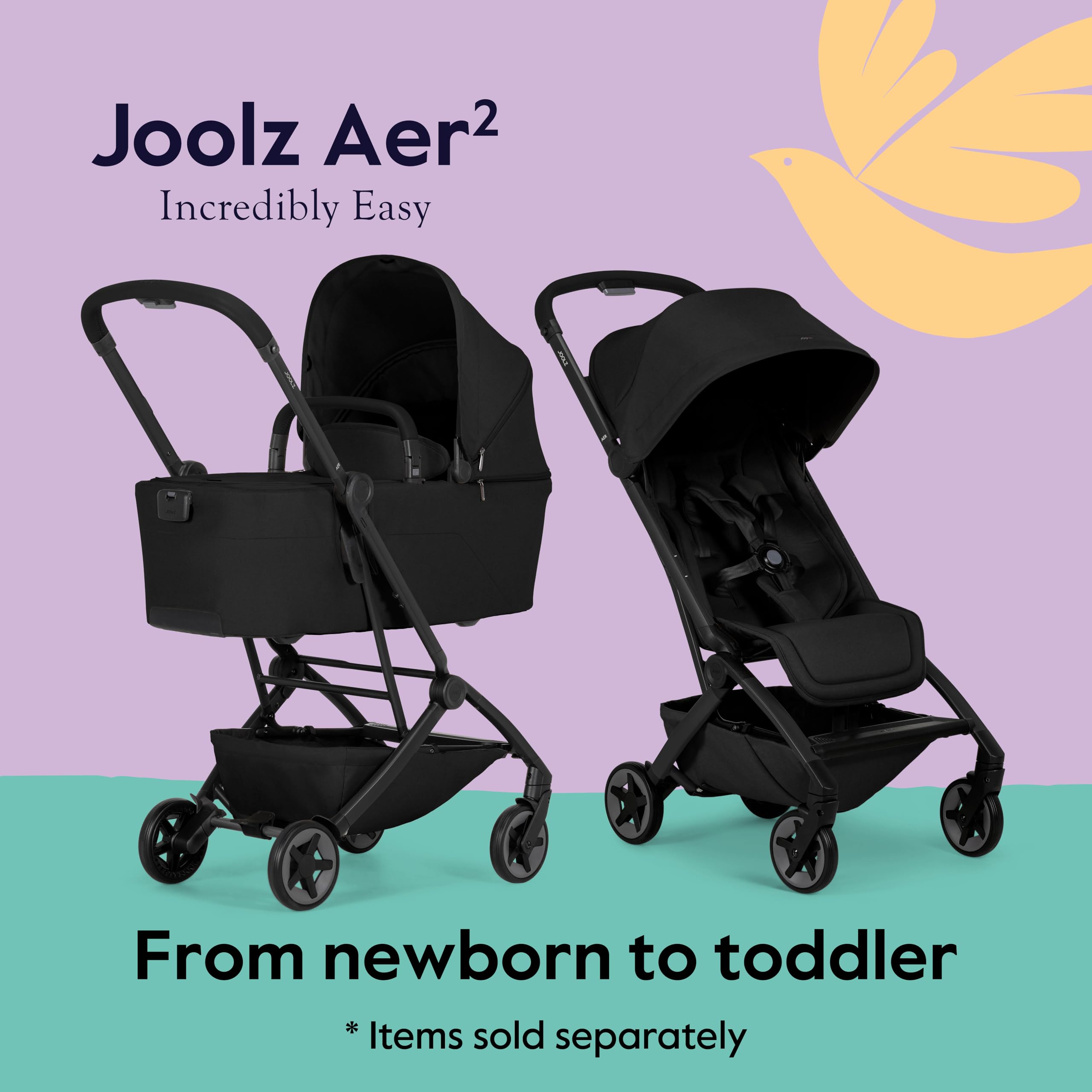 Amazon.com : Joolz Aer2 Lightweight Travel Stroller for Baby & Toddler   One-Hand Fold, Compact Carry-On Airplane Approved, Reclining Seat, UPF 50+  Canopy, Travel Pouch, Baby Net  Space Black : Baby